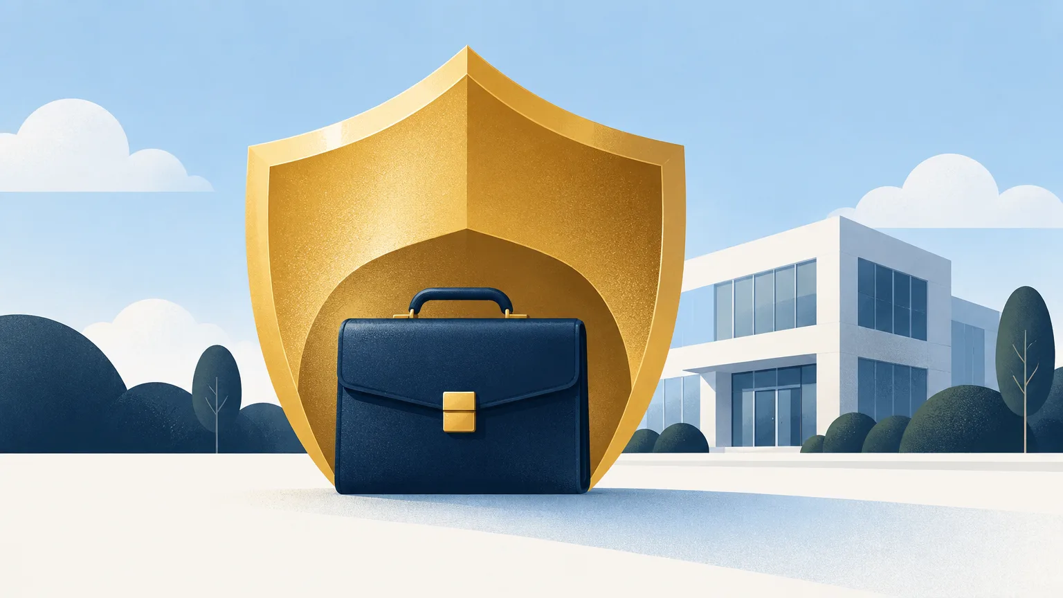 A briefcase under a protective shield